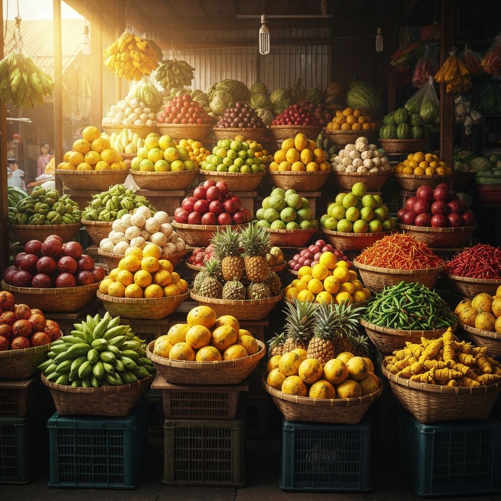 Traditional Indonesian ingredients and spices at local market