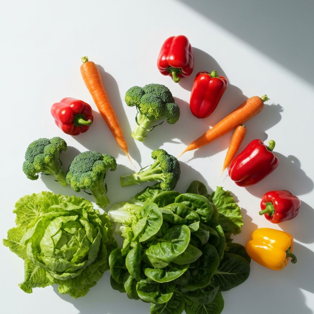 Assortment of colorful vegetables including carrots, broccoli, and peppers
